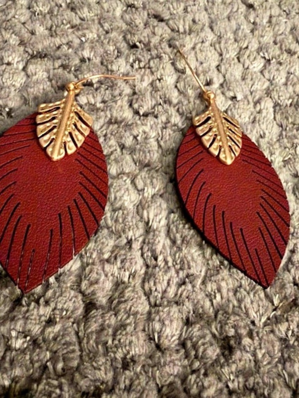 Red Leaf Drop Earrings Like New